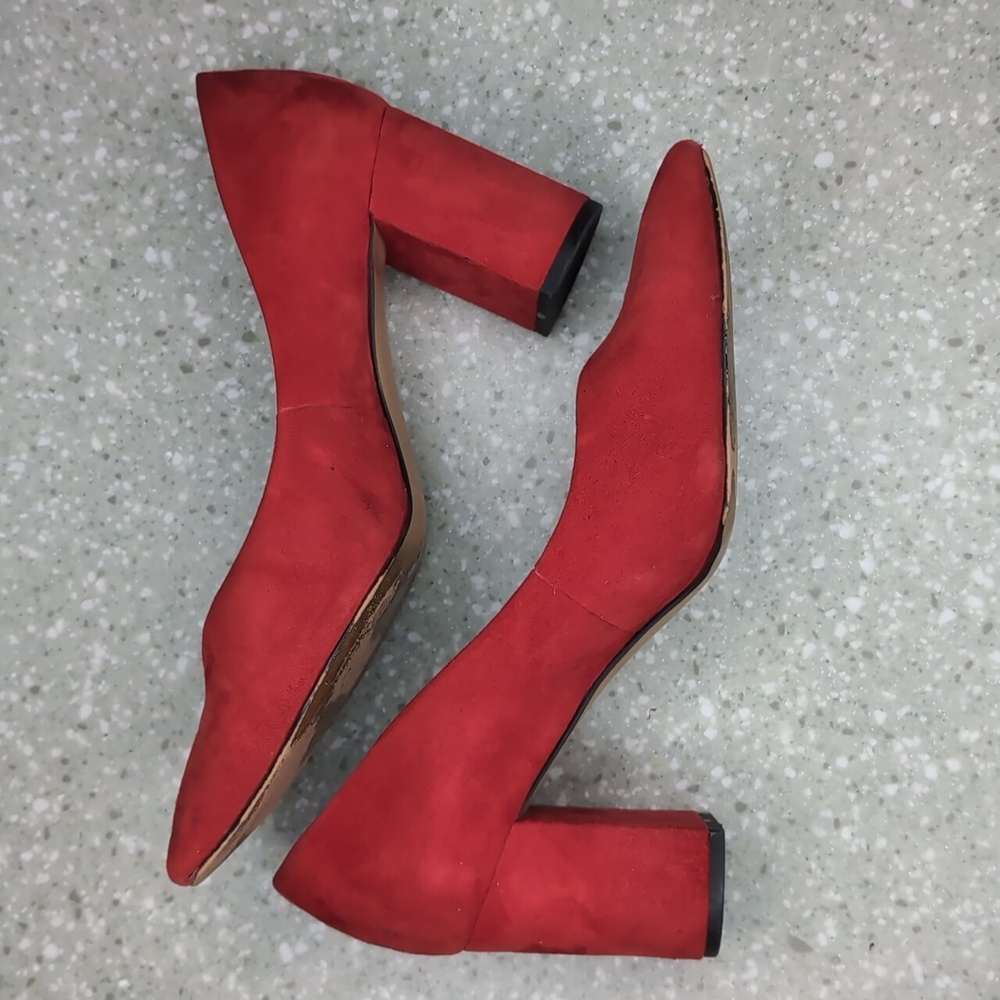 Red Suede Block Heels by 1.STATE